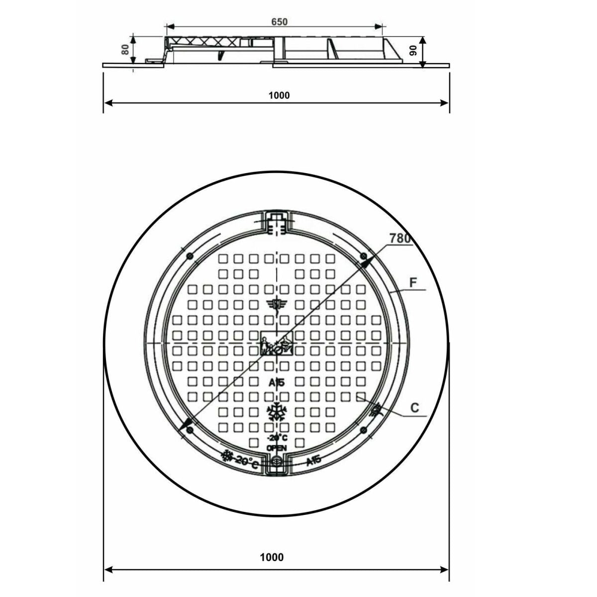 Manhole cover 100cm round