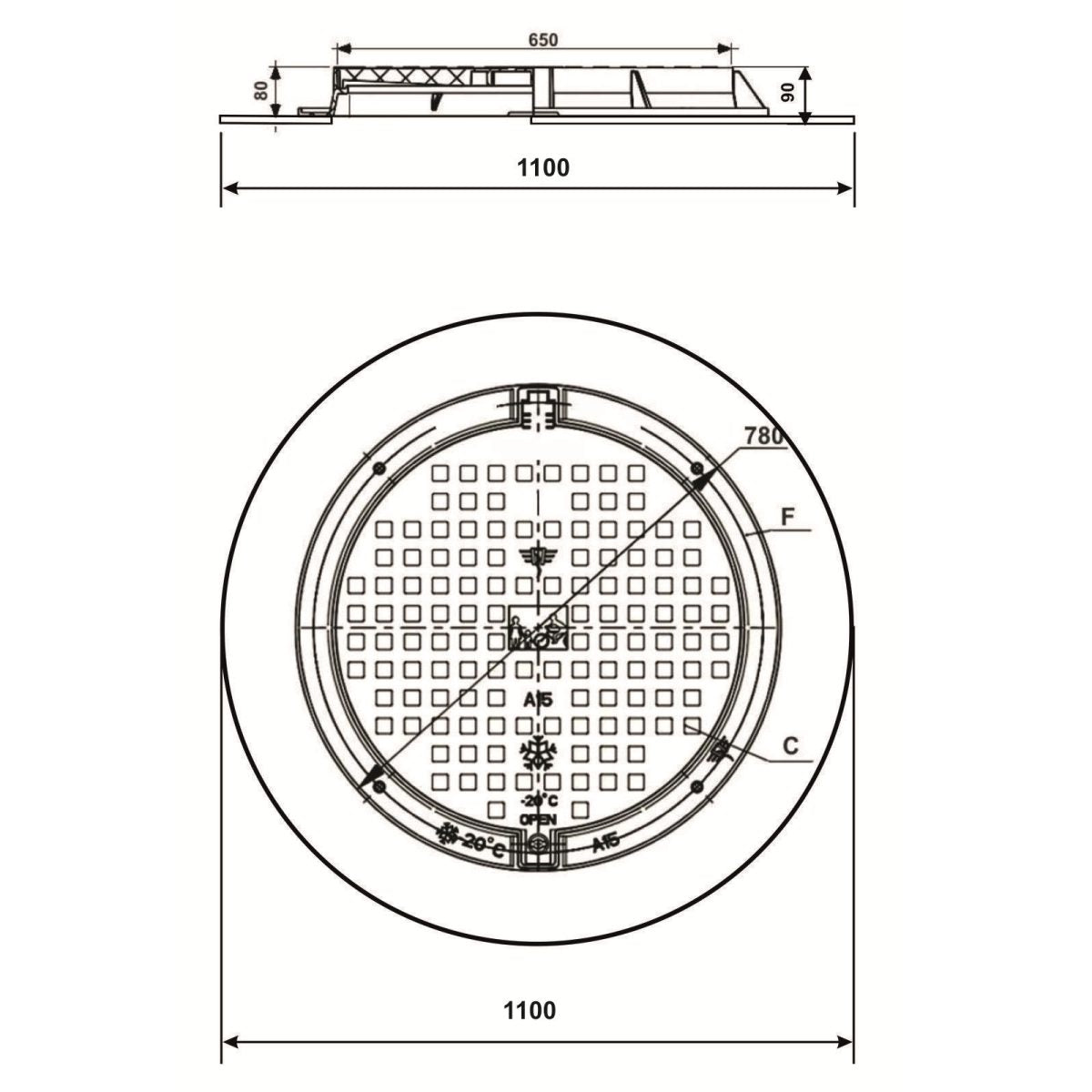 Manhole cover 110cm round