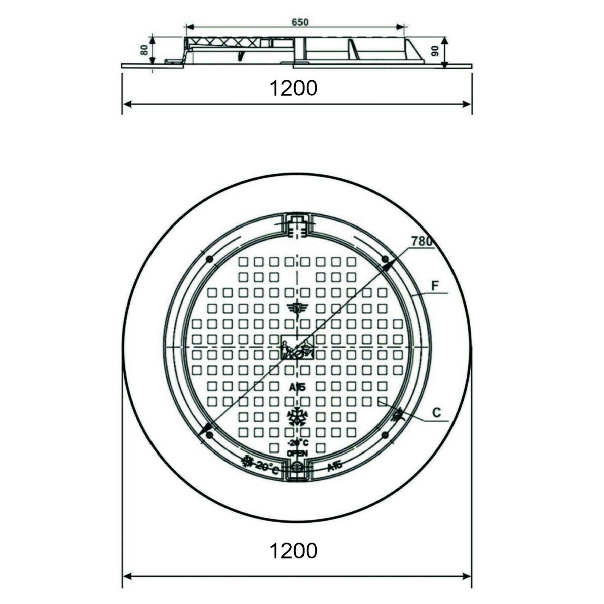 Schachtabdeckung rund 120 cm