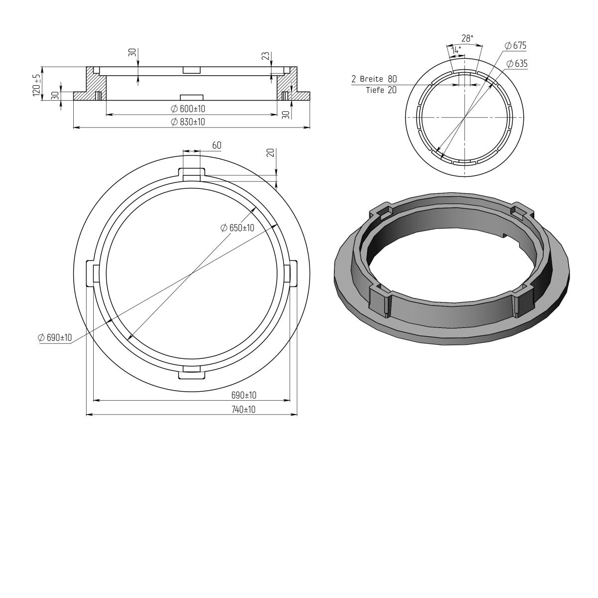 Manhole cover 83cm round manhole cover loadable up to 12t