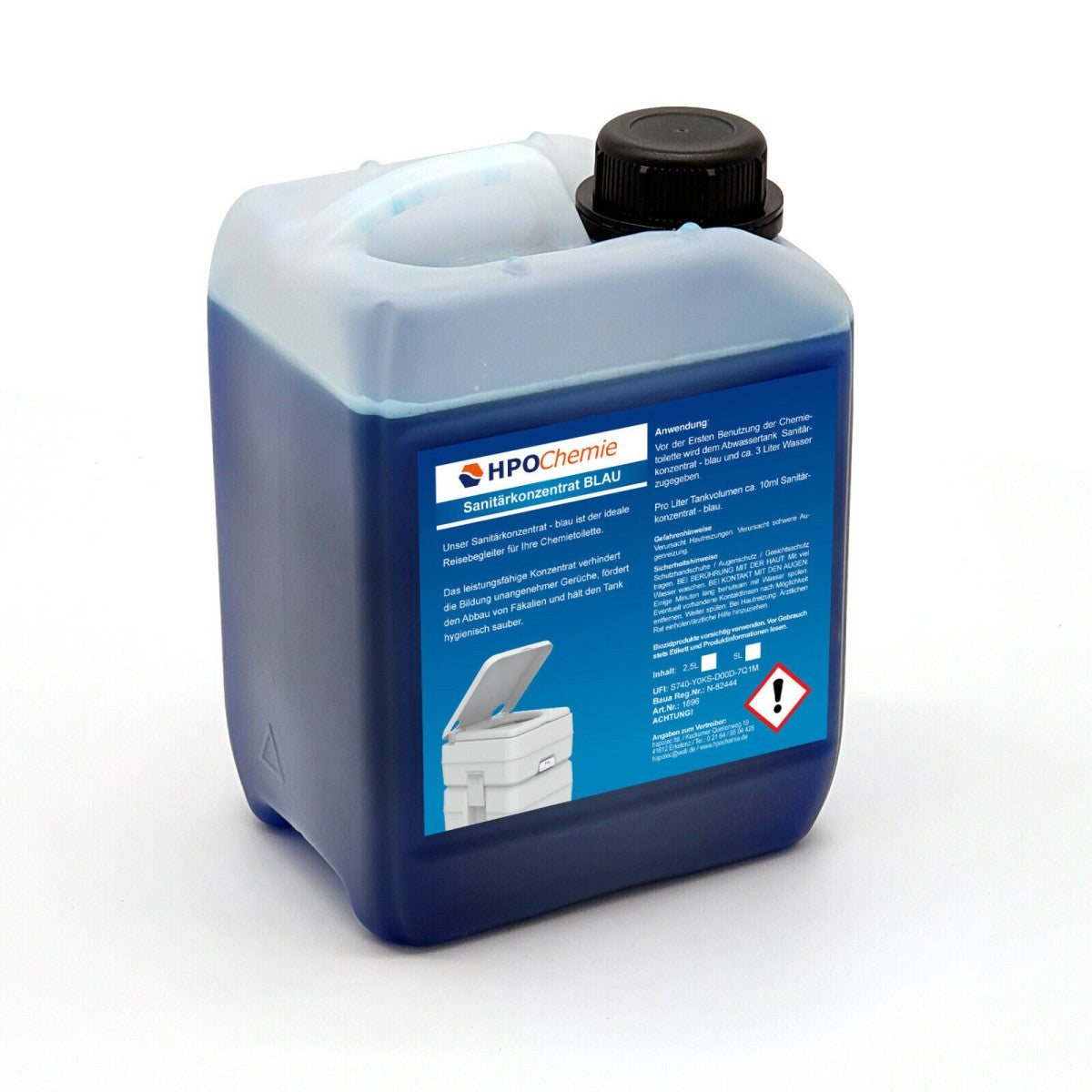Liquide sanitaire pour toilettes de camping, toilettes chimiques, etc.