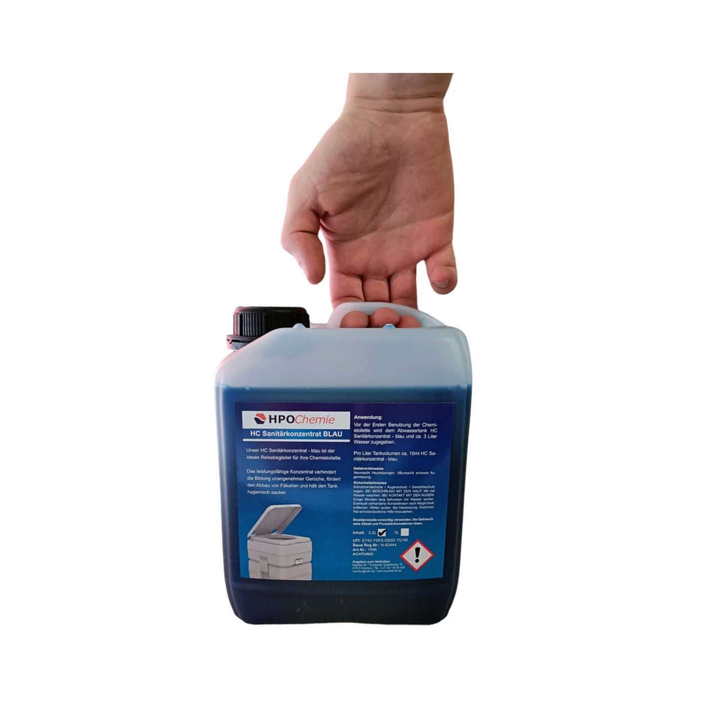 Liquide sanitaire pour toilettes de camping, toilettes chimiques, etc.