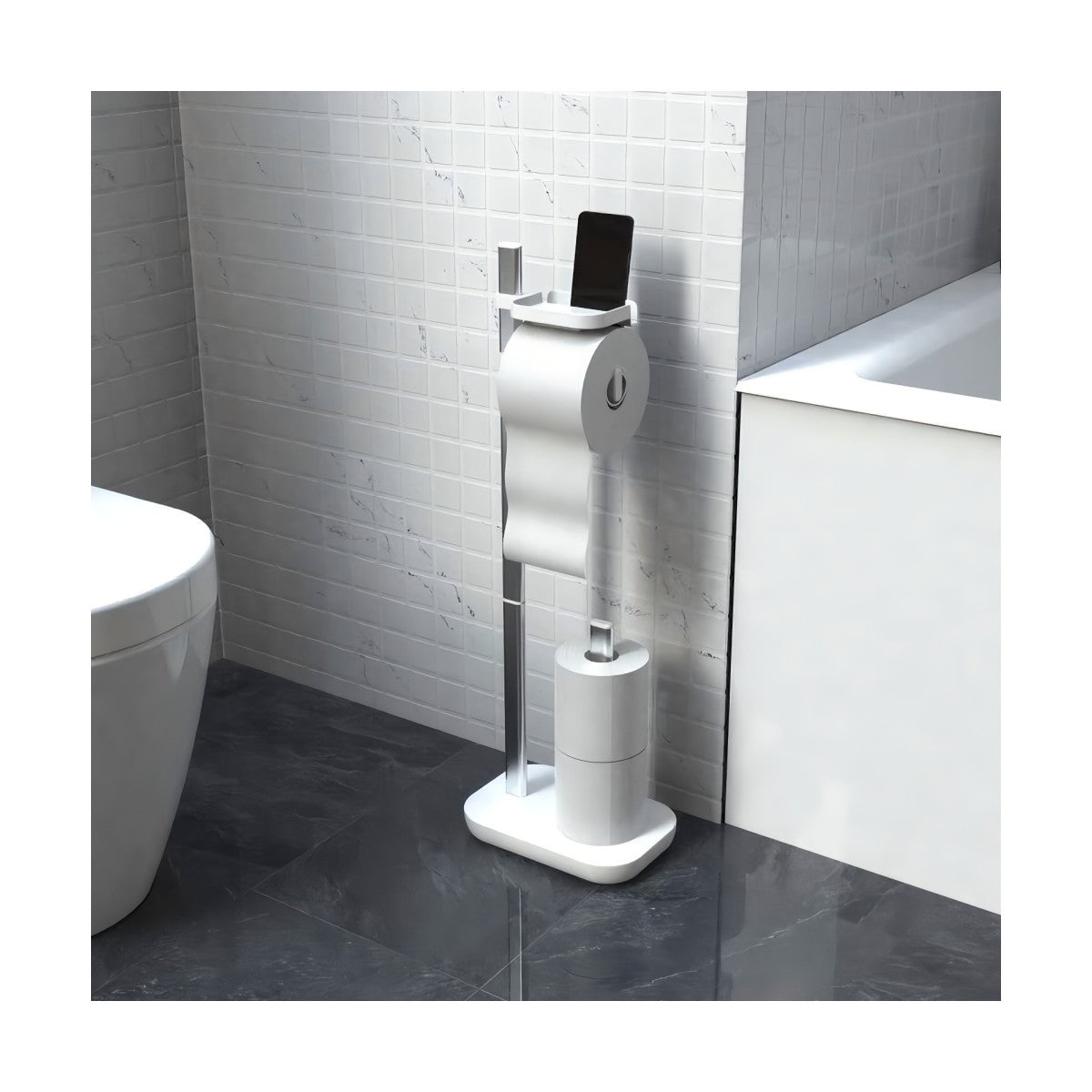 Porta carta igienica con ripiano per cellulare senza forare Porta WC
