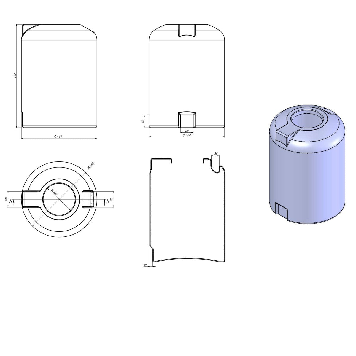 Serbatoio acqua 100L verticale