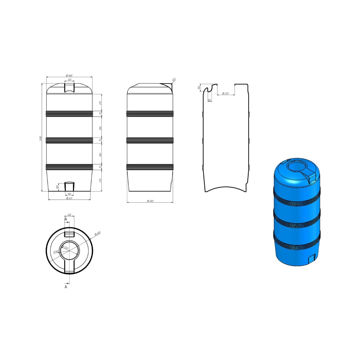 Wassertank 320L Vertikal