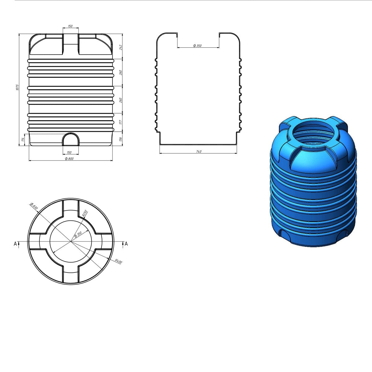 Serbatoio acqua 500L verticale