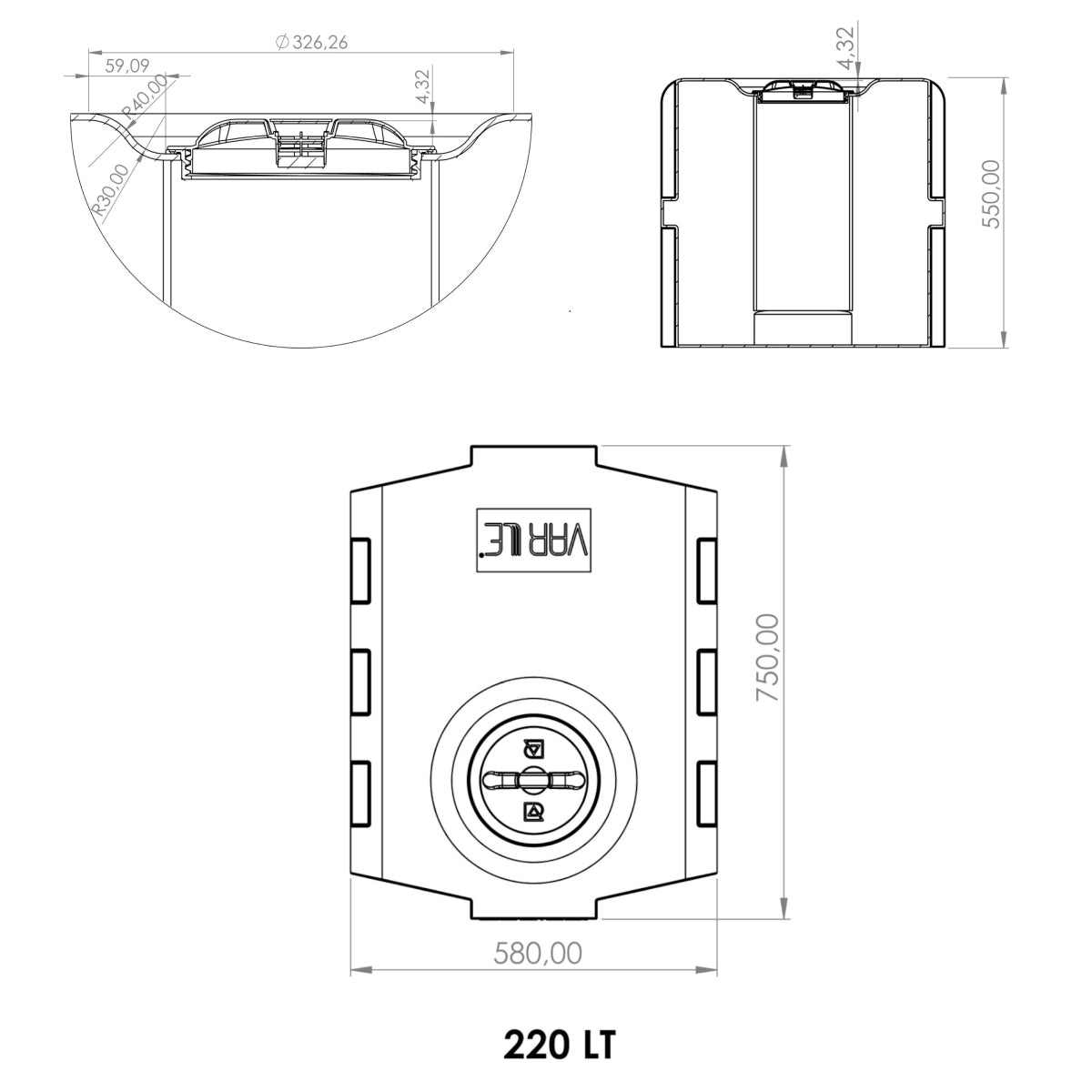 Serbatoio acqua potabile 220L trasportabile