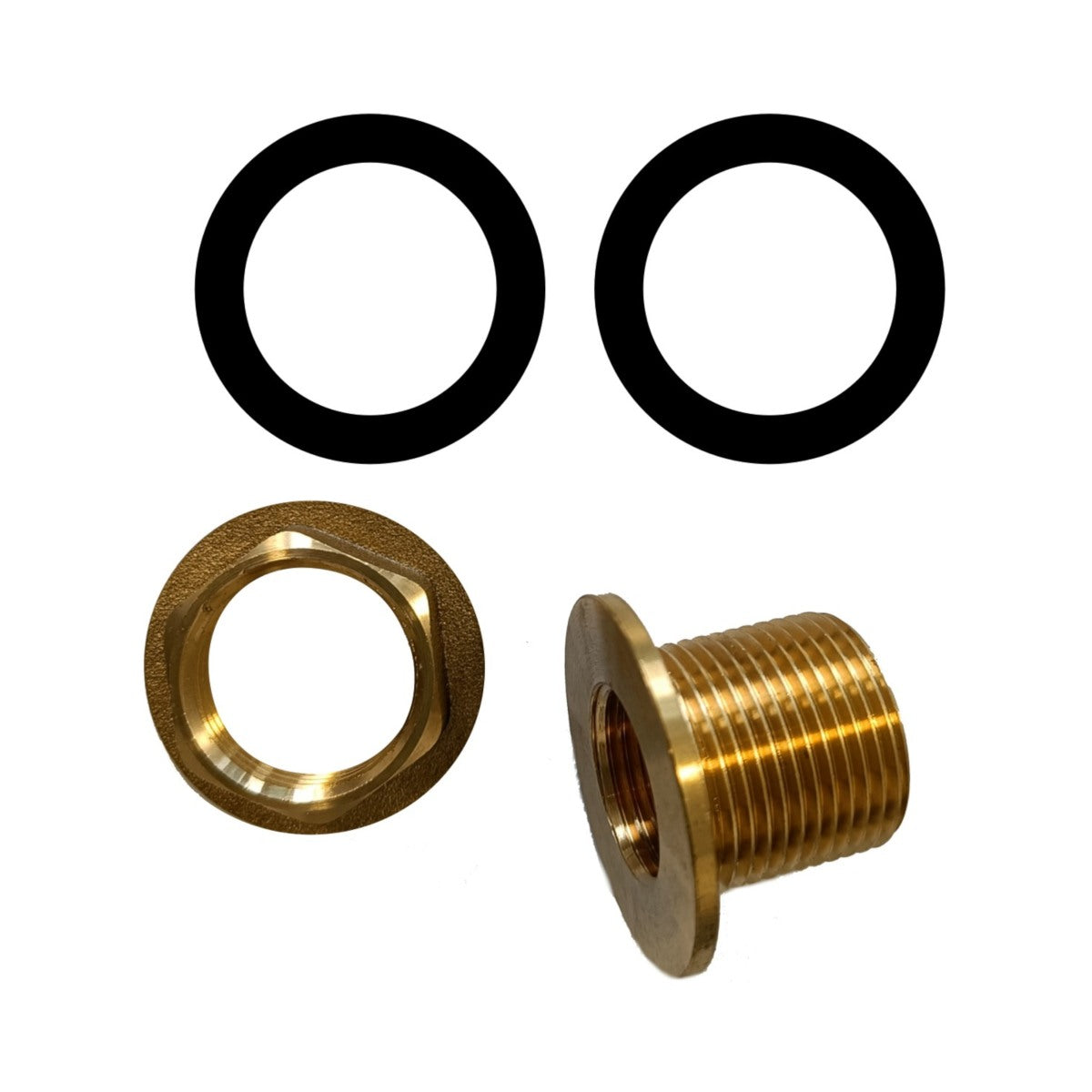 Tank feedthrough threaded fitting made of brass
