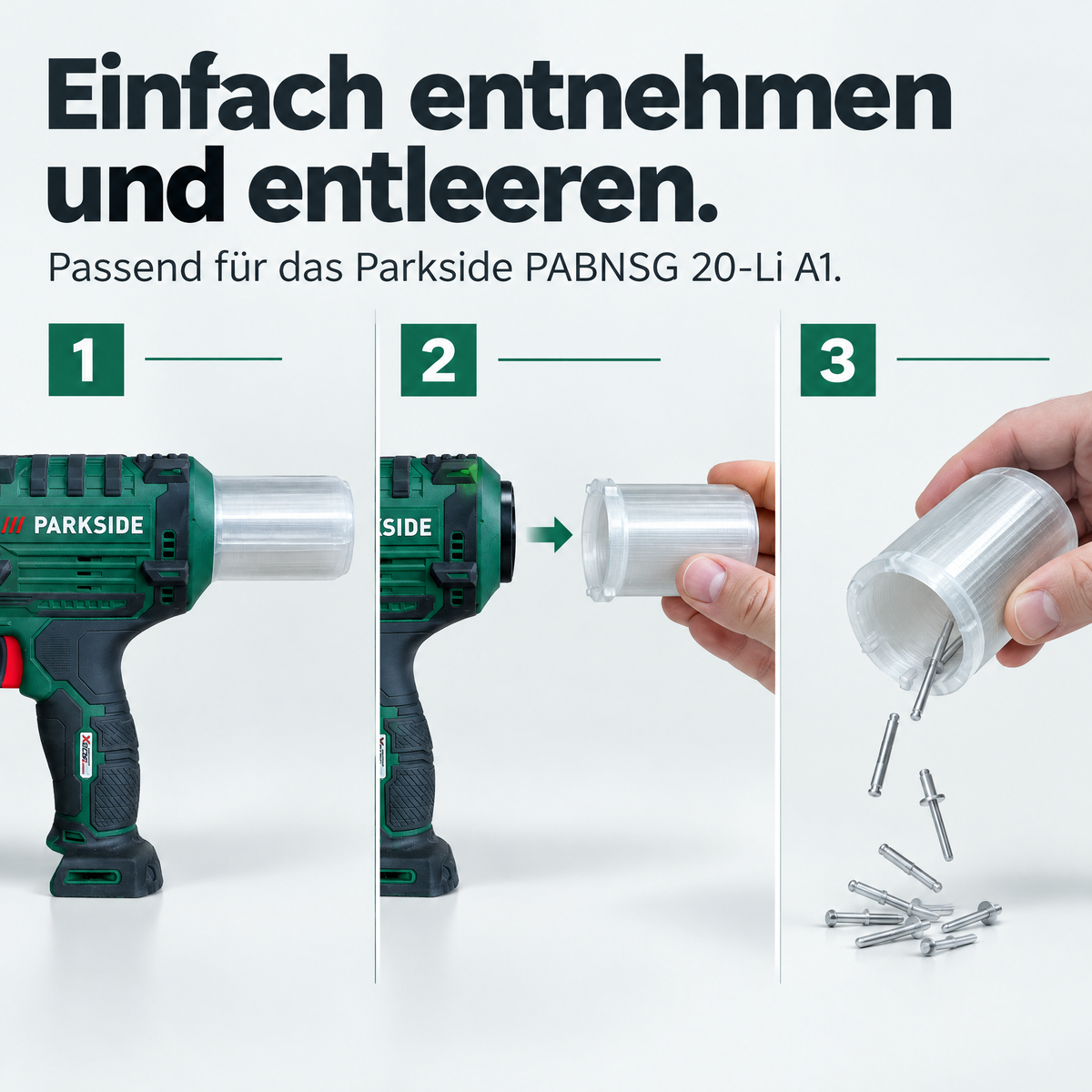 Ersatz-Nietdornbehälter kompatibel mit Parkside PABNSG 20-Li A1 & Denewerk