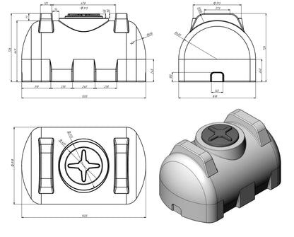 500L G-Serie Trinkwassertank Horizontal
