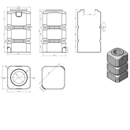 Wassertank 500L Vertikal Rechteckig