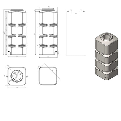 Wassertank 1000L Vertikal Rechteckig