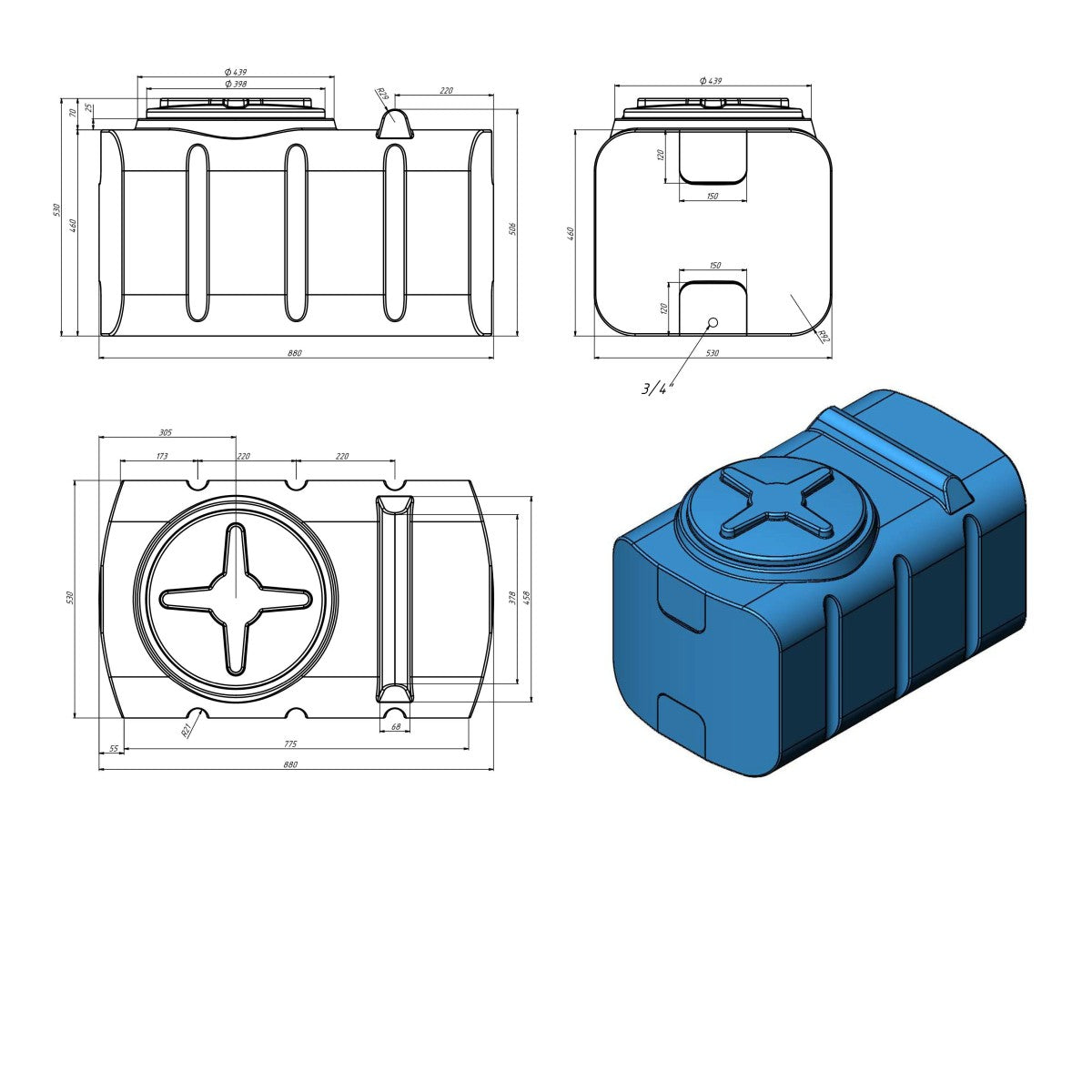 Wassertank 180L