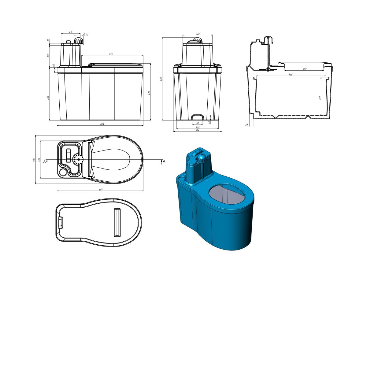 KOMPOSTI Bio-Torf Komposttoilette Trenntoilette Campingtoilette