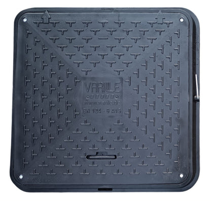 72cm Schachtabdeckung - DN600 eckig A15 belastbar bis 1,5t