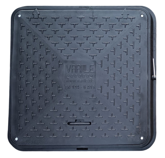 72cm Schachtabdeckung - DN600 eckig A15 belastbar bis 1,5t