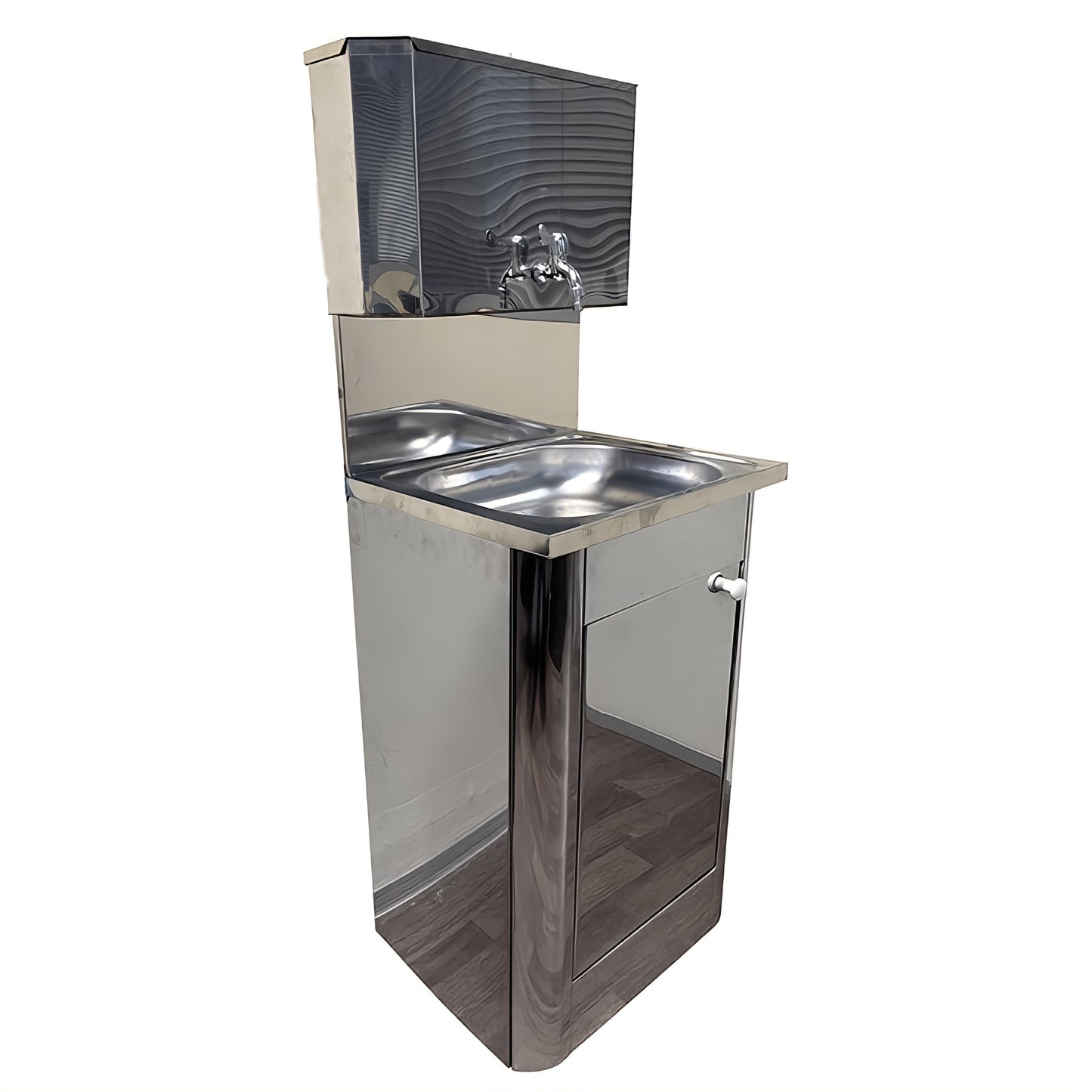 Stazione lavamani in metallo e compatta