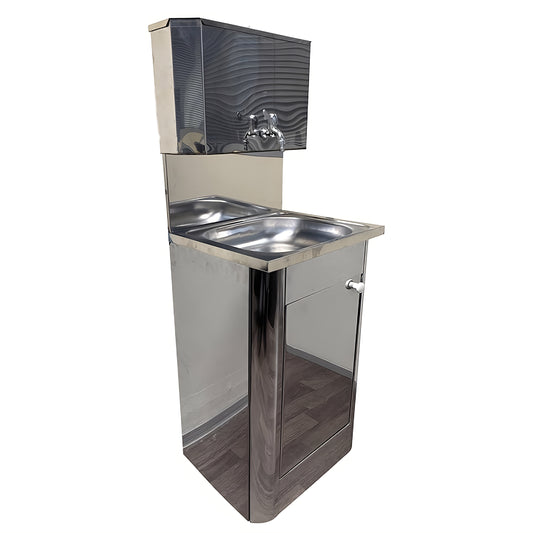 Stazione lavamani in metallo e compatta